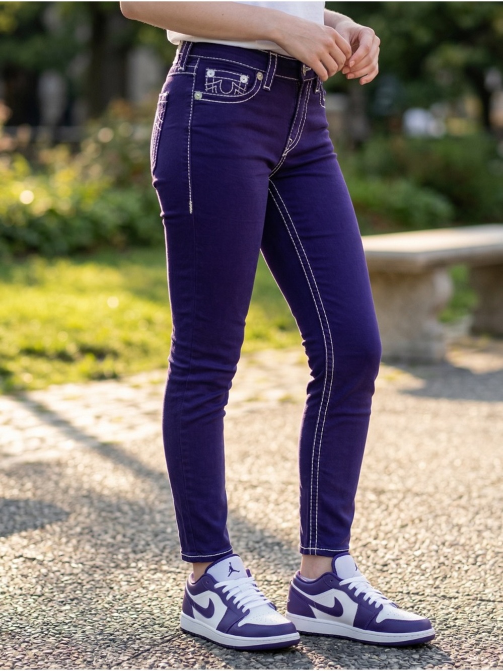 True Religion Purple Big T Skinny Jeans Sz 27 Y2K Rare